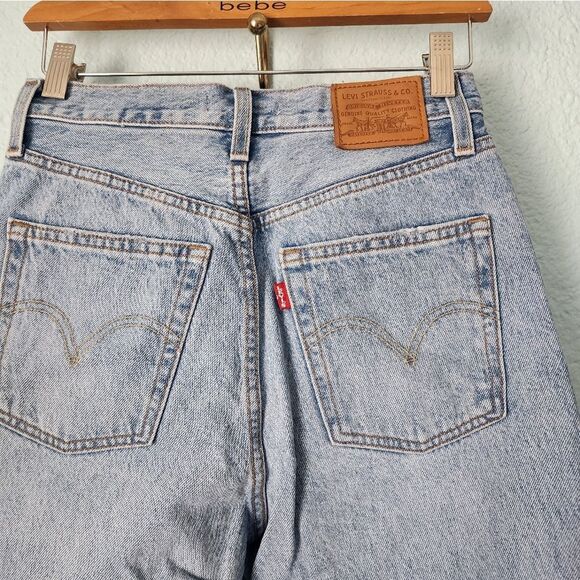 Levi's RIBCAGE Split Flare Classic Blue Denim Jeans - Picture 7 of 14